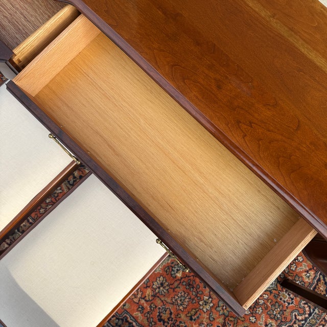 Wood Vintage Tradition House Chippendale Solid Cherry 3 Drawer Console Table Set With Pair of Benches or Stools - 3 Pieces For Sale - Image 7 of 18