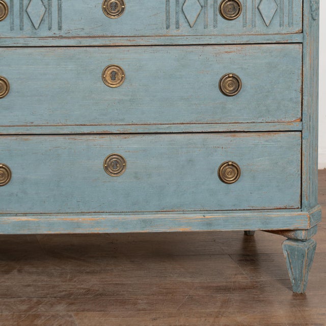 Pair, 19th Century Blue Gustavian Pine Chest of Drawers For Sale - Image 10 of 11