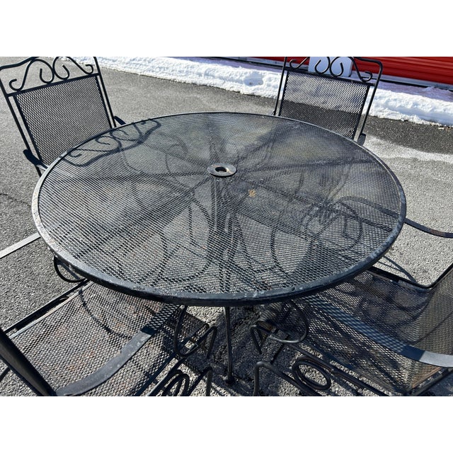 American Vintage Wrought Iron Pato Set Table & 4 Rockers For Sale - Image 3 of 6