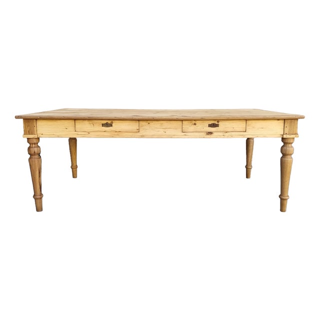Large Pine Dining Table, 1870s For Sale