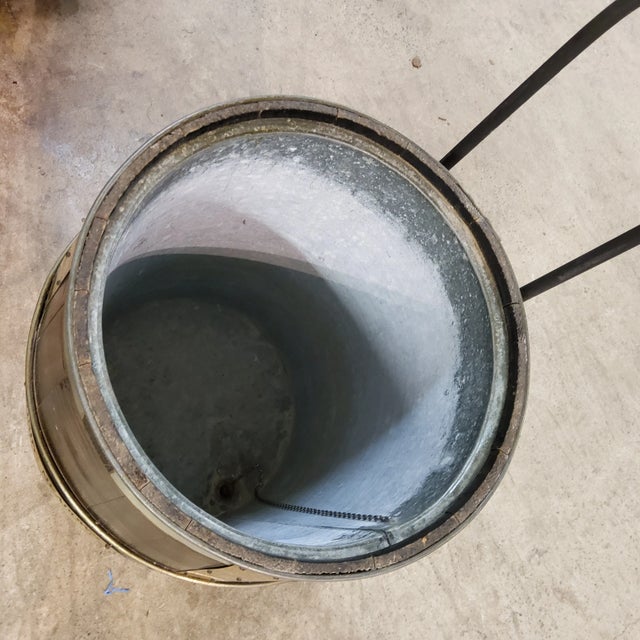 Vintage Santiq Oak Barrel Cooler on Cart Chairish