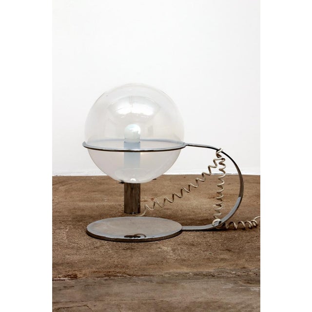 1960s Italian Table Lamp in Chrome with Glass, 1960s For Sale - Image 5 of 16