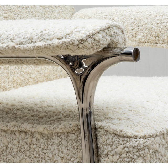 Bouclé Armchair With Polished Steel Accents by R&y Augousti For Sale In Los Angeles - Image 6 of 9