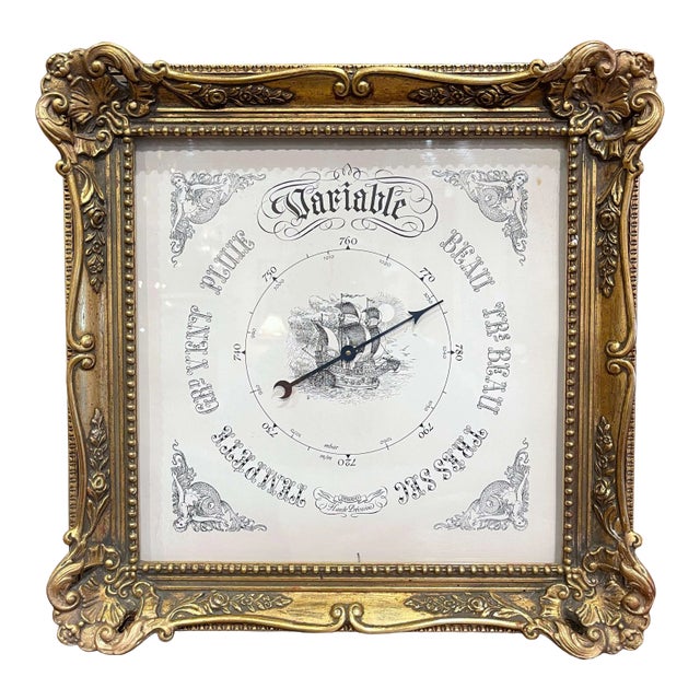 Mid-Century French Louis XV Carved Giltwood Wall Barometer For Sale