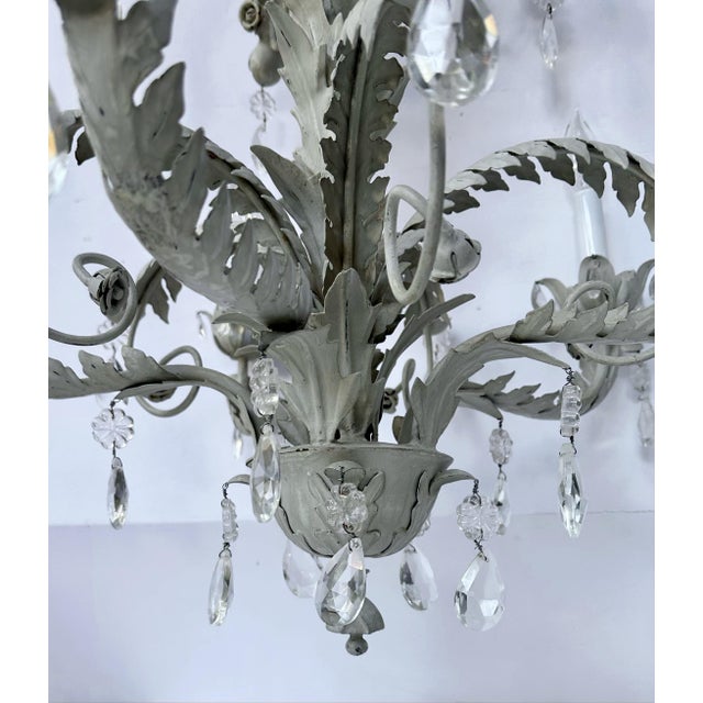 Hans Kögl Vintage Gray 5-Light Hollywood Regency Palm Tree Chandelier Attributed to Hans Kogl For Sale - Image 4 of 11