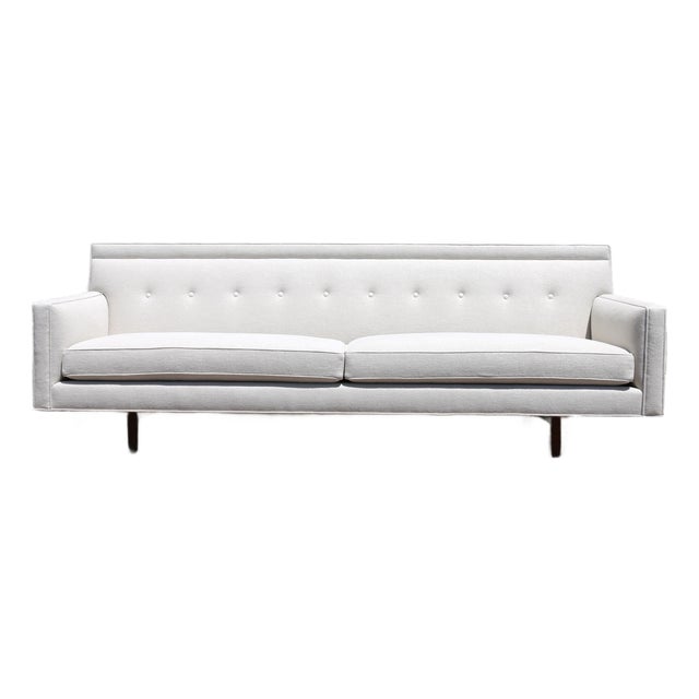 1950s Edward Wormley for Dunbar Bracket Back Sofa | Mid Century Modern Walnut Sofa For Sale