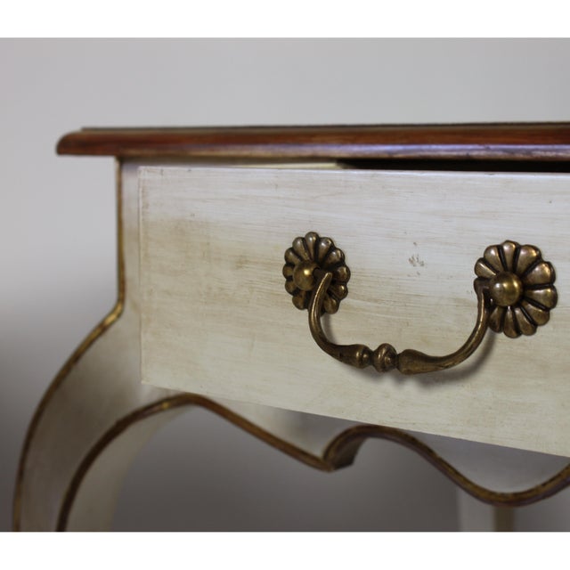 1990s Vintage Custom Nightstands With Scalloped Apron and Single Drawer - a Pair For Sale - Image 10 of 12
