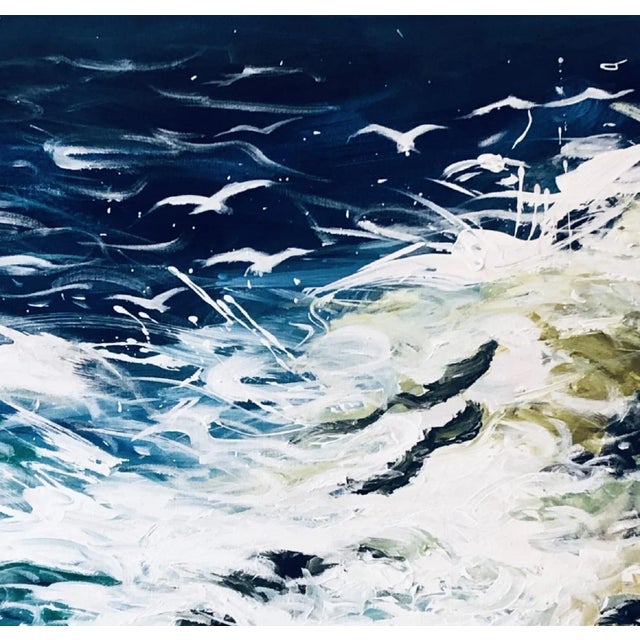 "Rocky Coast" Contemporary Seascape Acrylic Painting For Sale - Image 4 of 9