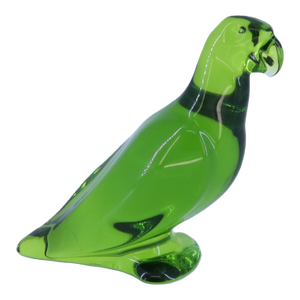1980s Baccarat Emeral Green Crystal Parrot Figurine