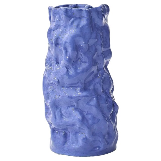 Wrinkled Blue Vase by Siup Studio For Sale