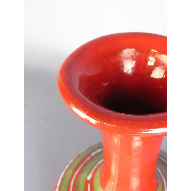 1960s Vintage Modernist Red Glazed Ceramic Vase, Italy, 1960s For Sale - Image 5 of 6