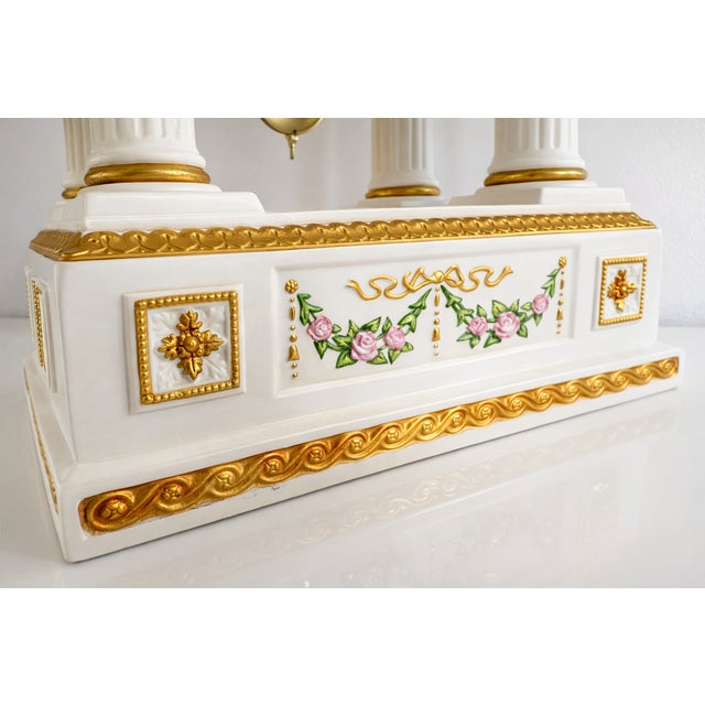1980s Franklin Mint “The Empress Josephine” Neoclassical Mantel Clock – White & Gilt For Sale - Image 9 of 13