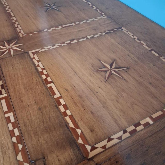 Antique Oak Table with Star Inlays, 1800s For Sale - Image 5 of 18