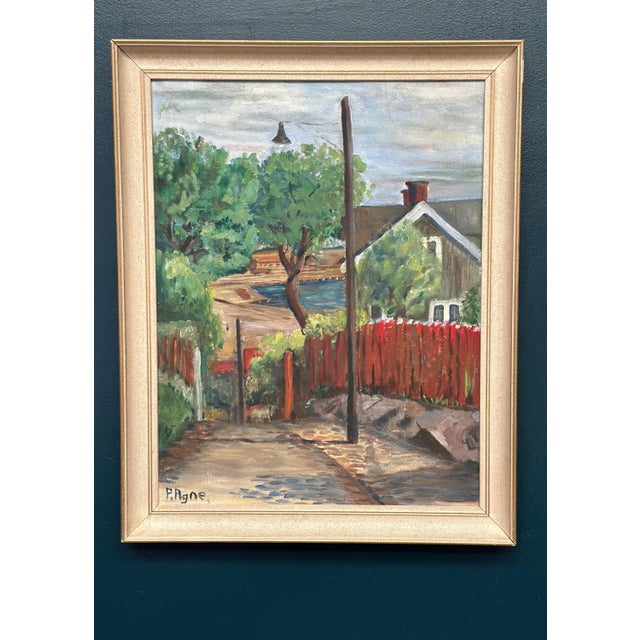 Original swedish oil on canvas – “village” by p. Agne – signed – vintage & framed – 74 × 59 cm (29.1" × 23.2") incl. Frame...