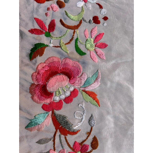 Square Silk Embroidered Manila Piano Shawl For Sale - Image 11 of 15