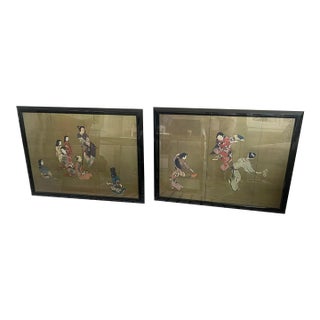 Late 20th Century Chinoiserie Samurai Wall Art Ll - A Pair For Sale