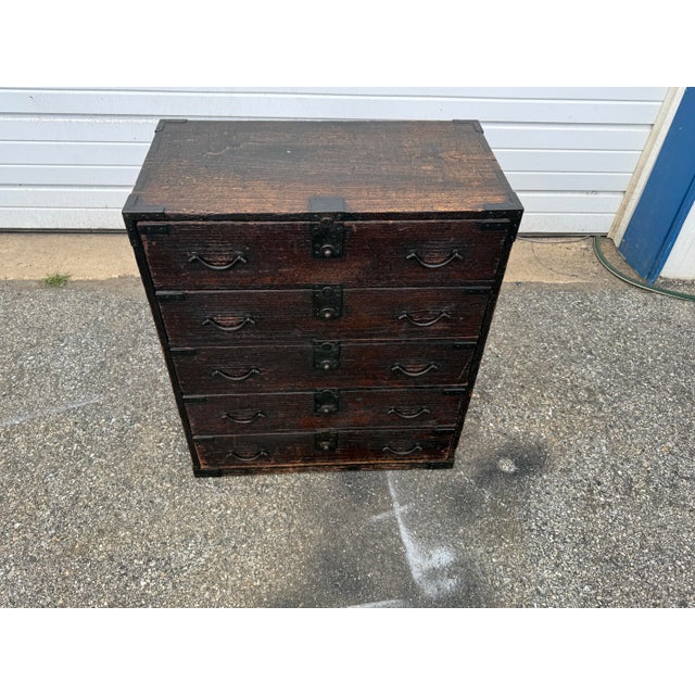 Late 19th Century Vintage Antique Pine Campaign Chest With Iron Hardware For Sale - Image 5 of 12