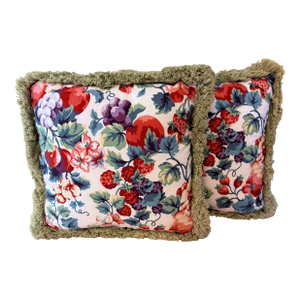 Vintage Fruit & Floral Fringe Accent Pillows, a Pair