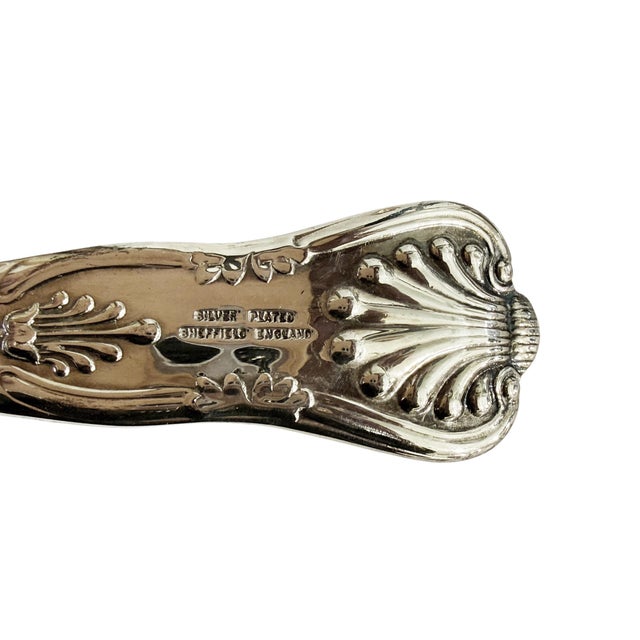 1940s Vintage Pair of Sheffield Silver Plate Large Spoons 9" H For Sale - Image 5 of 5
