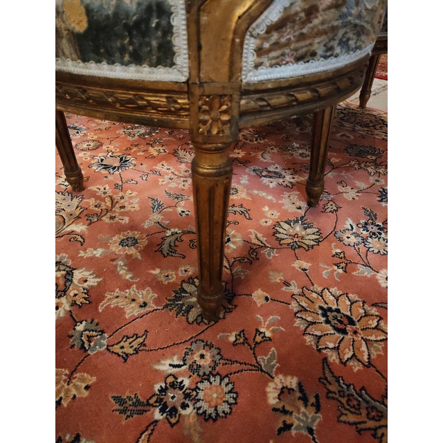 Antique French Giltwood Salon Seating Set With Settee and Four Armchairs For Sale - Image 11 of 11