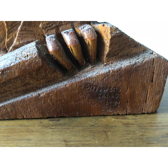 Wood Vintage Hand Carved Wood Owl For Sale - Image 7 of 9