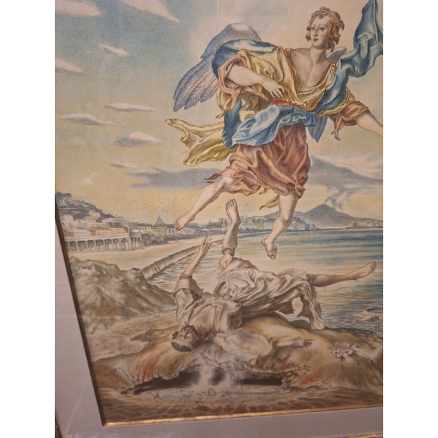 Blue 1950s Edward Laning Watercolor Painting St. Michael Defeating Fallen Angel Satan For Sale - Image 8 of 15