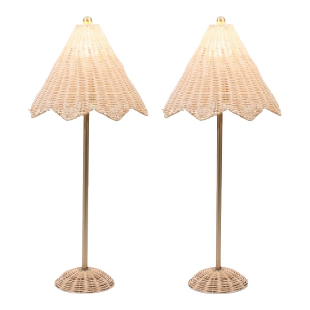 Lillian August Parasol Rattan Lamps a Pair Chairish