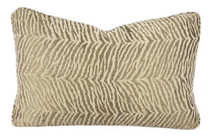 Large Zebra Print Chenille in Fawn With Self-Welt Lumbar Pillow Cover