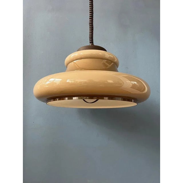 Glass Mid-Century Mushroom Pendant Lamp from Herda For Sale - Image 7 of 11