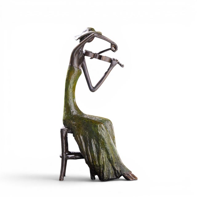 Bronze Ruth Bloch Woman Playing Violin Israeli Bronze Sculpture For Sale - Image 8 of 10