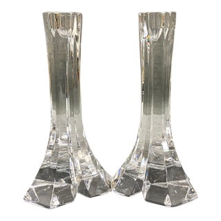 Miller Rogaska Triangle Candlestick Pair For Sale