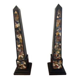Antique Art Deco Italian Specimen Marble Pietra Dura Decorative Objects, 1920, Set of 2 For Sale