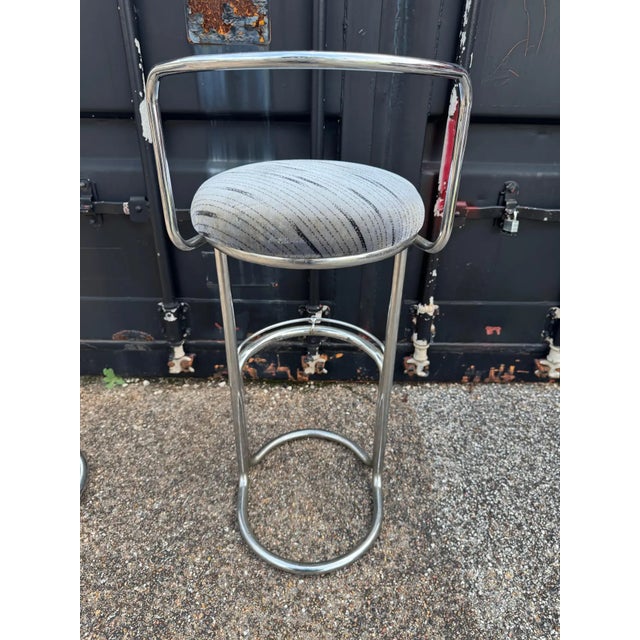 Late 20th Century Set of 4 Chrome Luis Sognot Style Cantilever Barstools For Sale - Image 4 of 6