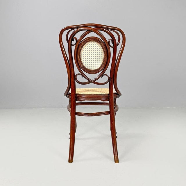 Antique Italian Wood and Vienna Straw Chairs with Curl Details, 1890s, Set of 4 For Sale - Image 6 of 18