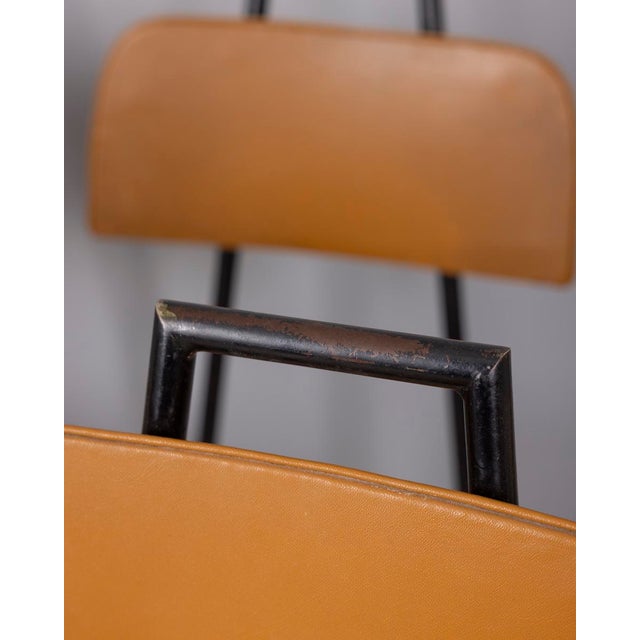 Vintage Italian Metal and Leather Chairs, 1960s, Set of 6 For Sale - Image 10 of 13