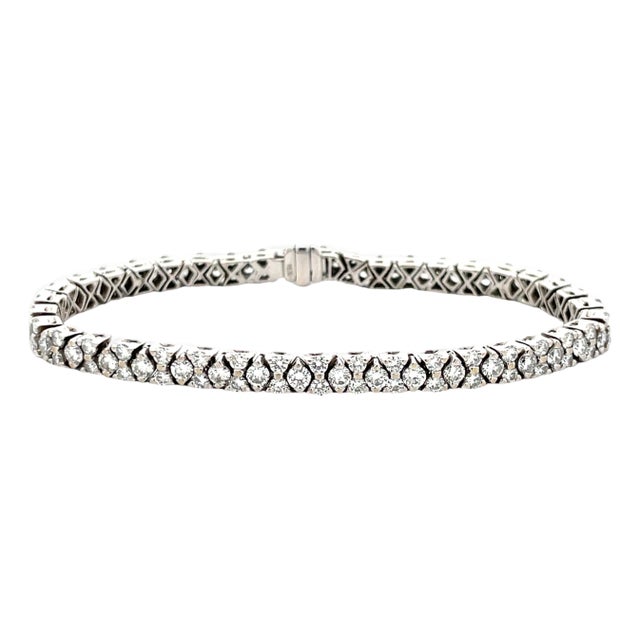 18k White Gold Tennis Bracelet With 5.3ct Mixed-Cut Diamonds 3 Dimensional For Sale