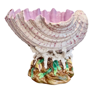 English Majolica Shell Centerpiece Jardinière, George Jones, 19th Century