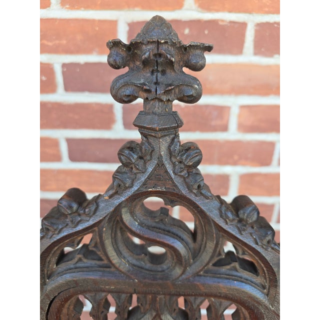 Mid 19th Century Great Pair of 19th Century Oak Gothic Revival Tall Armchairs C. 1840 For Sale - Image 5 of 18