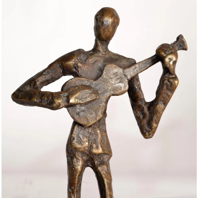 Metal 20th Century Handmade Bronze Guitar Player Figurine Sculpture Figurine Fine Art For Sale - Image 7 of 13