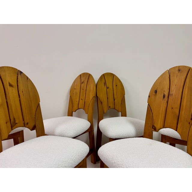 Vintage Scandianavian Dining Chairs in Pine and Boucle, 1970s, Set of 6 For Sale - Image 12 of 18