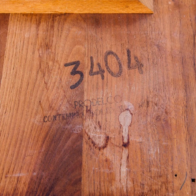 1960s Pair of Restored Mid Century Modern Solid Walnut Side Tables on Sculpted Base For Sale - Image 10 of 12