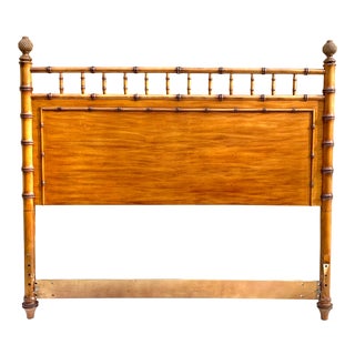 Vintage Boho Chic Faux Bamboo Queen Headboard For Sale