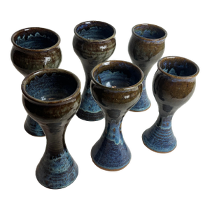 1970s Studio Pottery Wine Glasses- Set of 6