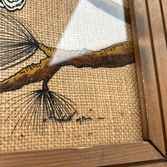 Mid-Century Original Ronald Moore Owl Painting on Glass For Sale - Image 4 of 5