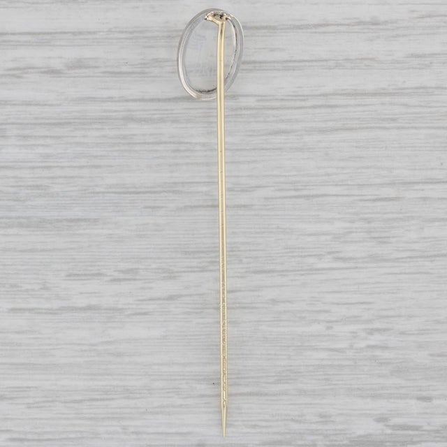 Antique Blue Flash Moonstone Stickpin 14k Gold Platinum Hand Carved Figural For Sale - Image 4 of 6