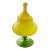 Mid Century Yellow Empoli Cased Glass Apohecary Jar With Green Pedestal For Sale