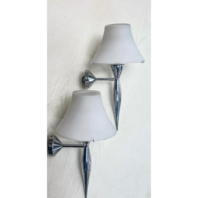 Gau-Cast Aluminum and Glass Wall Lamps from Maison Lucien, 1980s, Set of 2 For Sale - Image 9 of 11