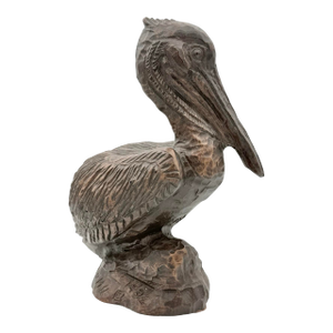Vintage Folk Art Carved Ironwood Pelican Sculpture