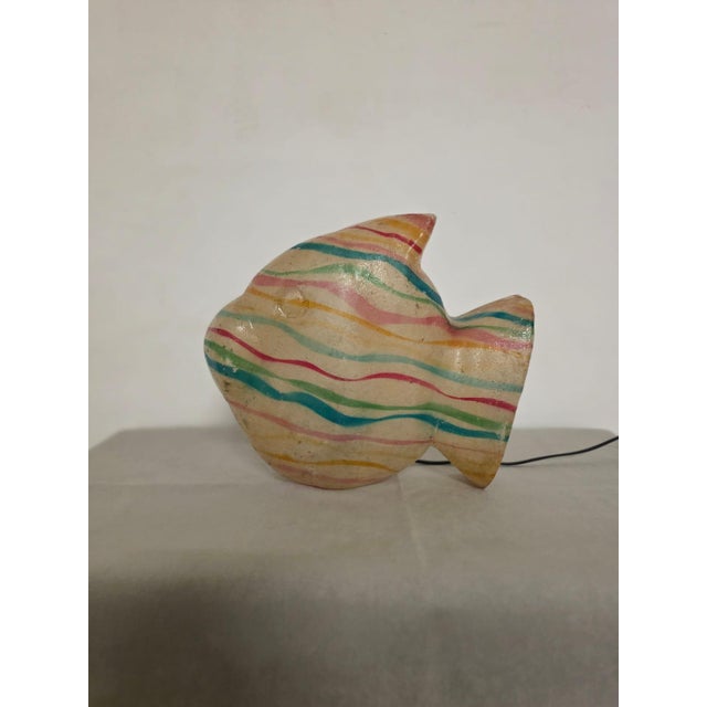 1960s fish lamp. Adorable fiberglass table lamp from the 1960s. Fish-shaped with colorful stripes. In perfect working...