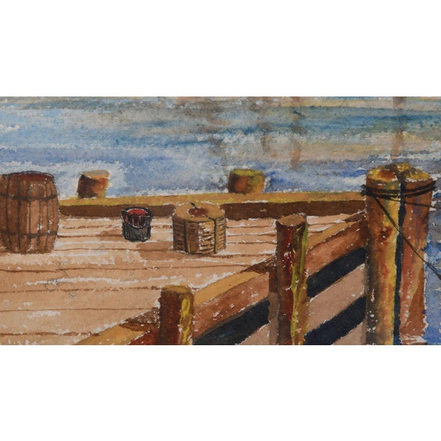 Late 20th Century Carl Christophersen "Maritime Scene" Original Watercolor — Sailing Ships, Framed For Sale - Image 4 of 5